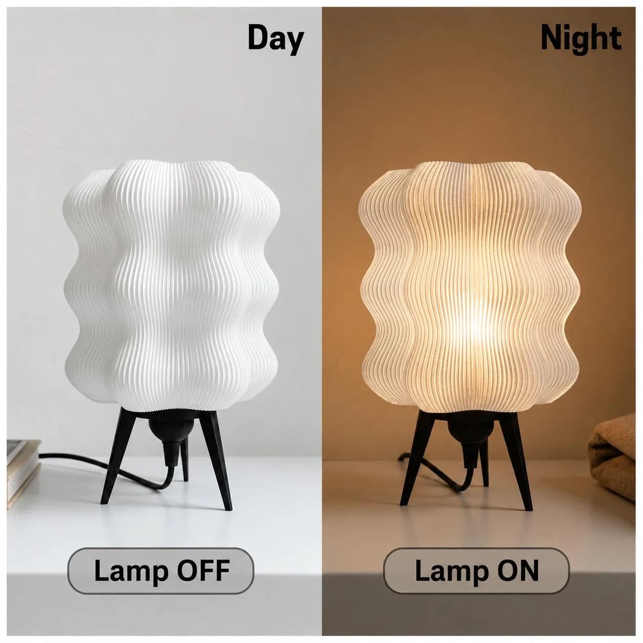Ribbed Wavy Modern Table Lamp thumbnail 5