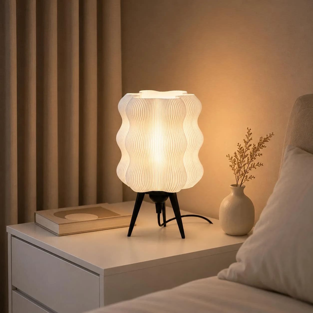 Ribbed Wavy Modern Table Lamp — view 1