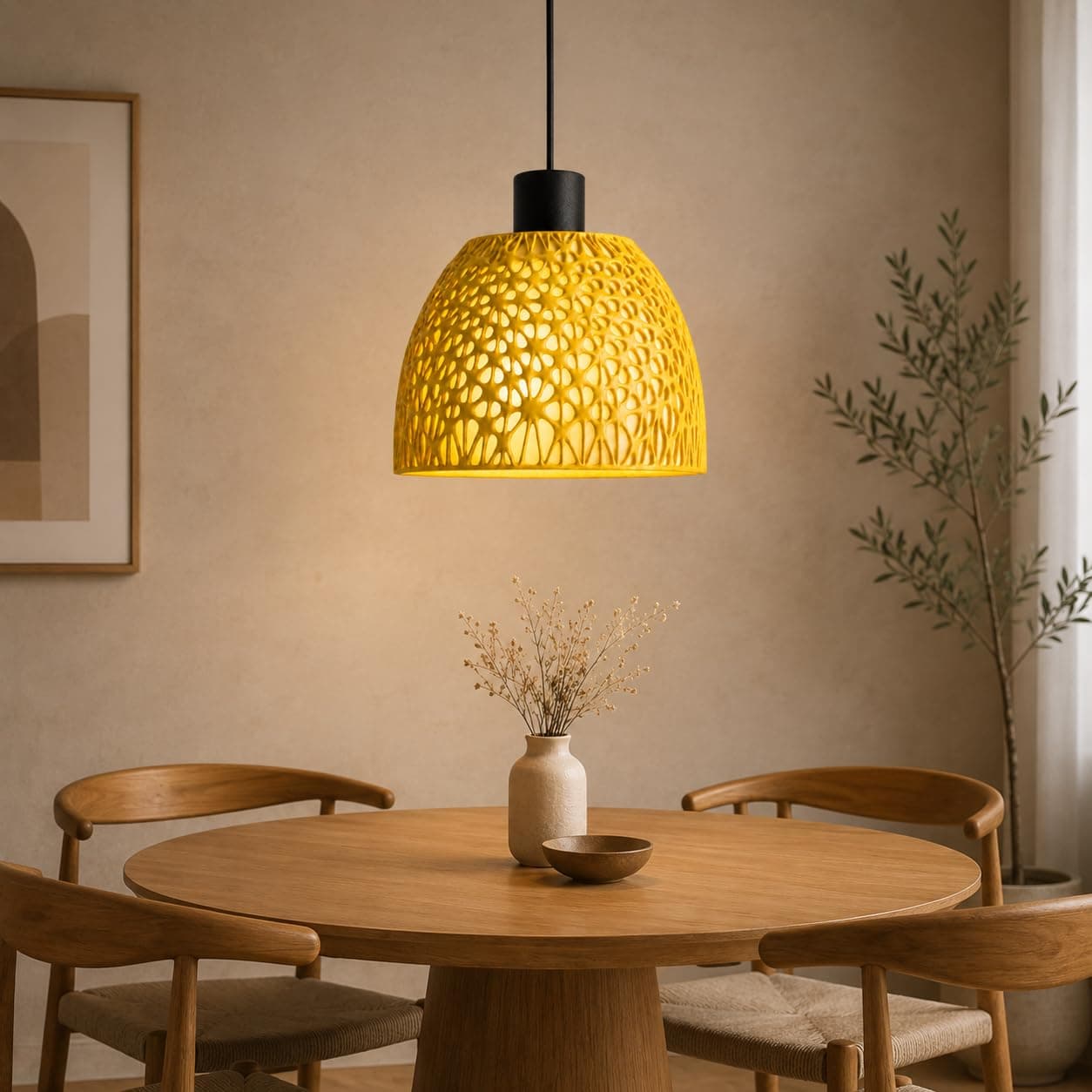 Yellow Lace Pendant Light thumbnail 4