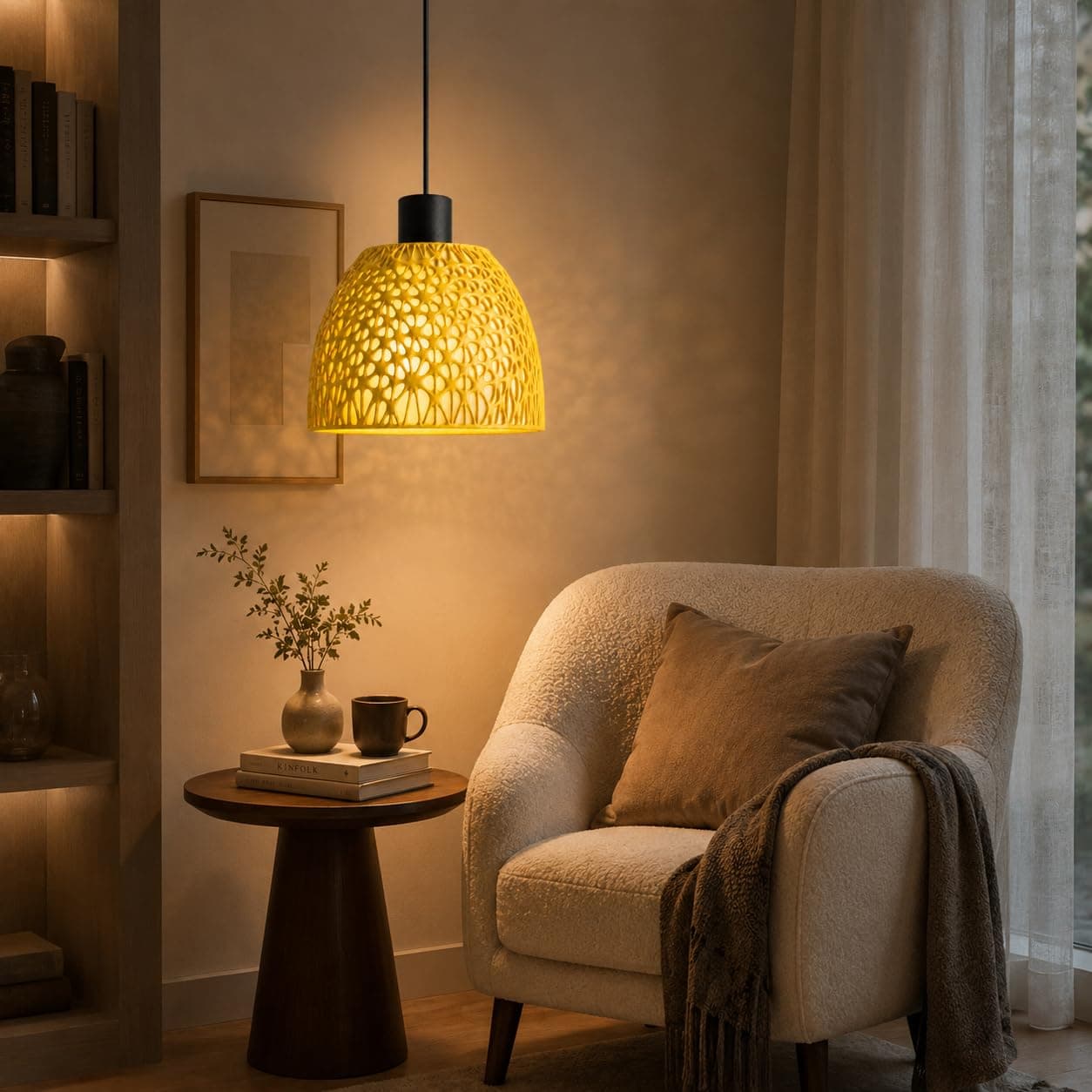 Yellow Lace Pendant Light thumbnail 5